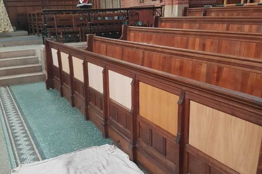 Church Interior Timber Panelling before restoration